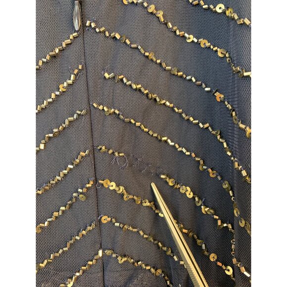 Adrianna Papell 18 Bead Halter Blousen Gown Navy Dress Art Deco Formal NwD - Picture 11 of 14